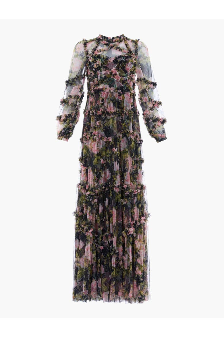 English Rose Diamond Ruffle Gown, Alternate, color, Graphite