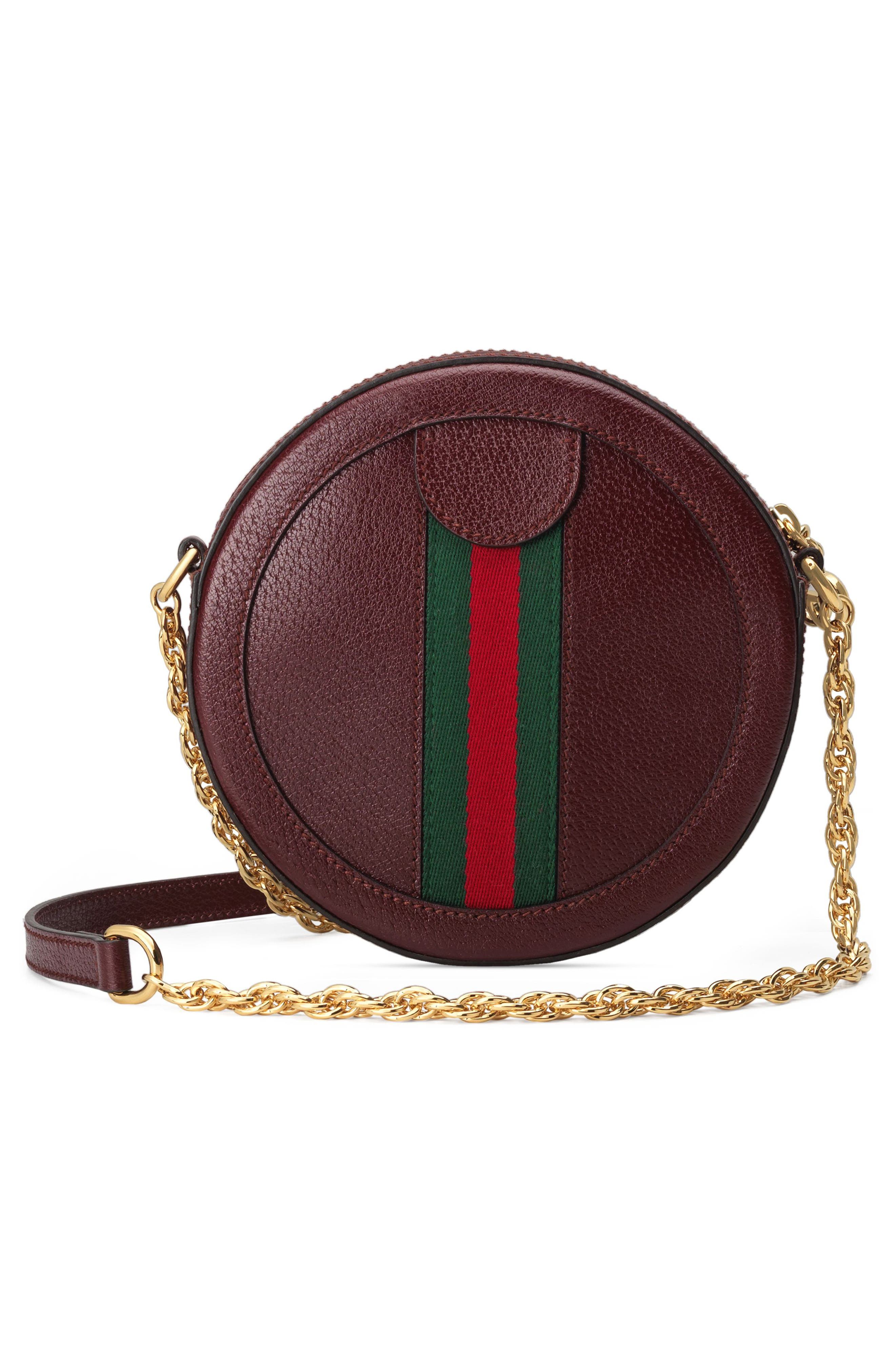 Gucci Mini Ophidia Round Leather Bag, Alternate, color, 