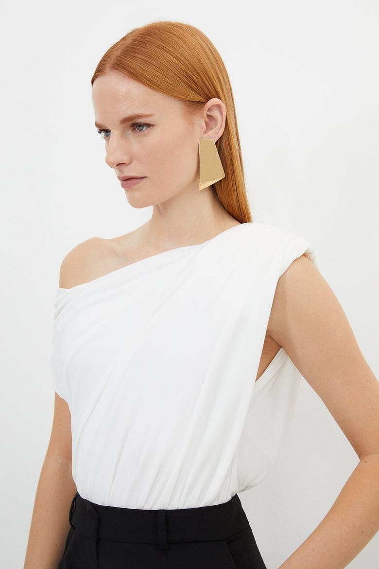 Asymmetric Bodysuit, Alternate, color, Ivory