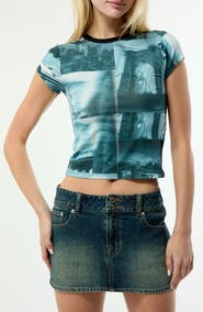 PacSun Cityscape Graphic Knit Cotton Blend Crop T-Shirt