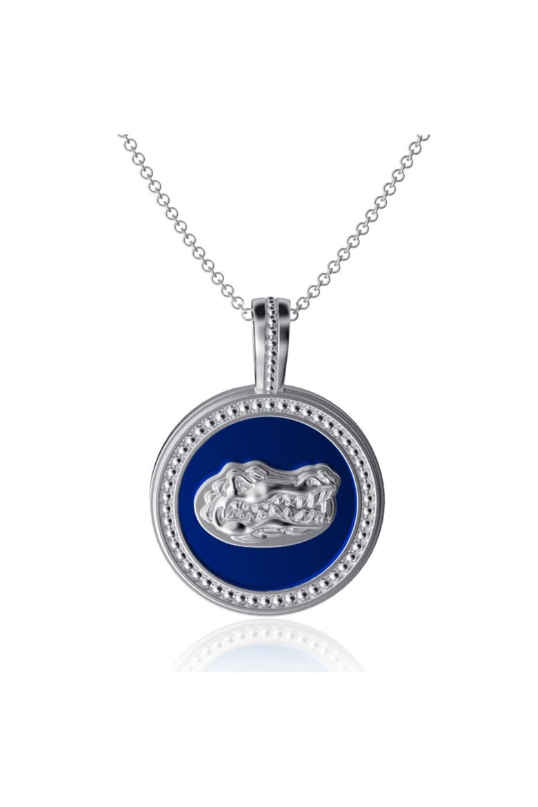 Women's Dayna Designs Florida Gators Enamel Silver Coin Necklace, Main, color, Silver