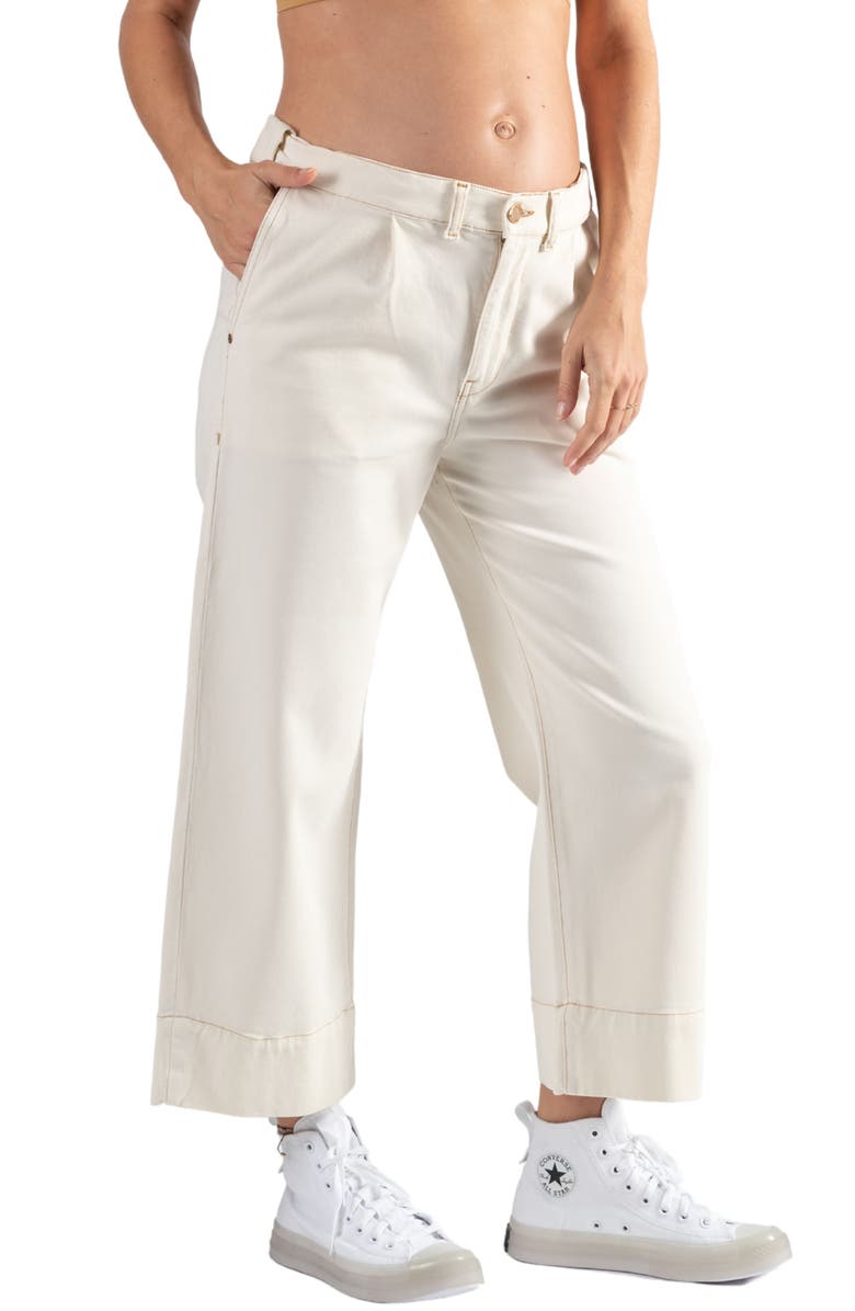Cache Coeur Jill Maternity and post partum jeans cropped wide leg, Alternate, color, Beige