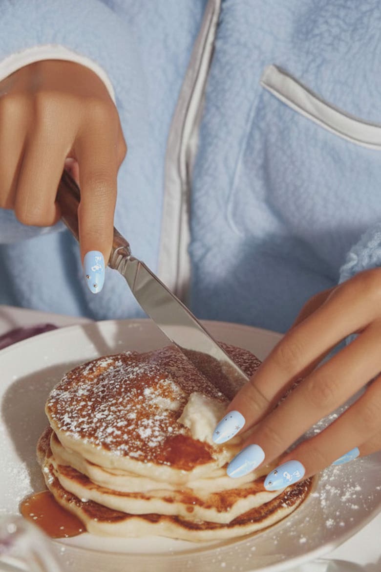 Stripes N Snoopy Short Almond Press On Nails, Alternate, color, Blue