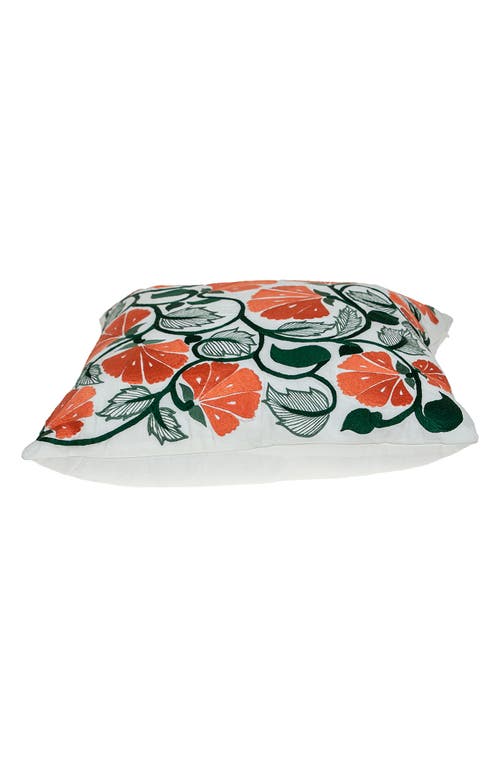 Parkland Collection Floral Embroidered Accent Pillow In White