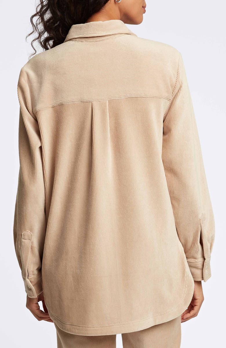 Foxcroft Maddy Plush Corduroy Button-Up Shirt, Alternate, color, Khaki