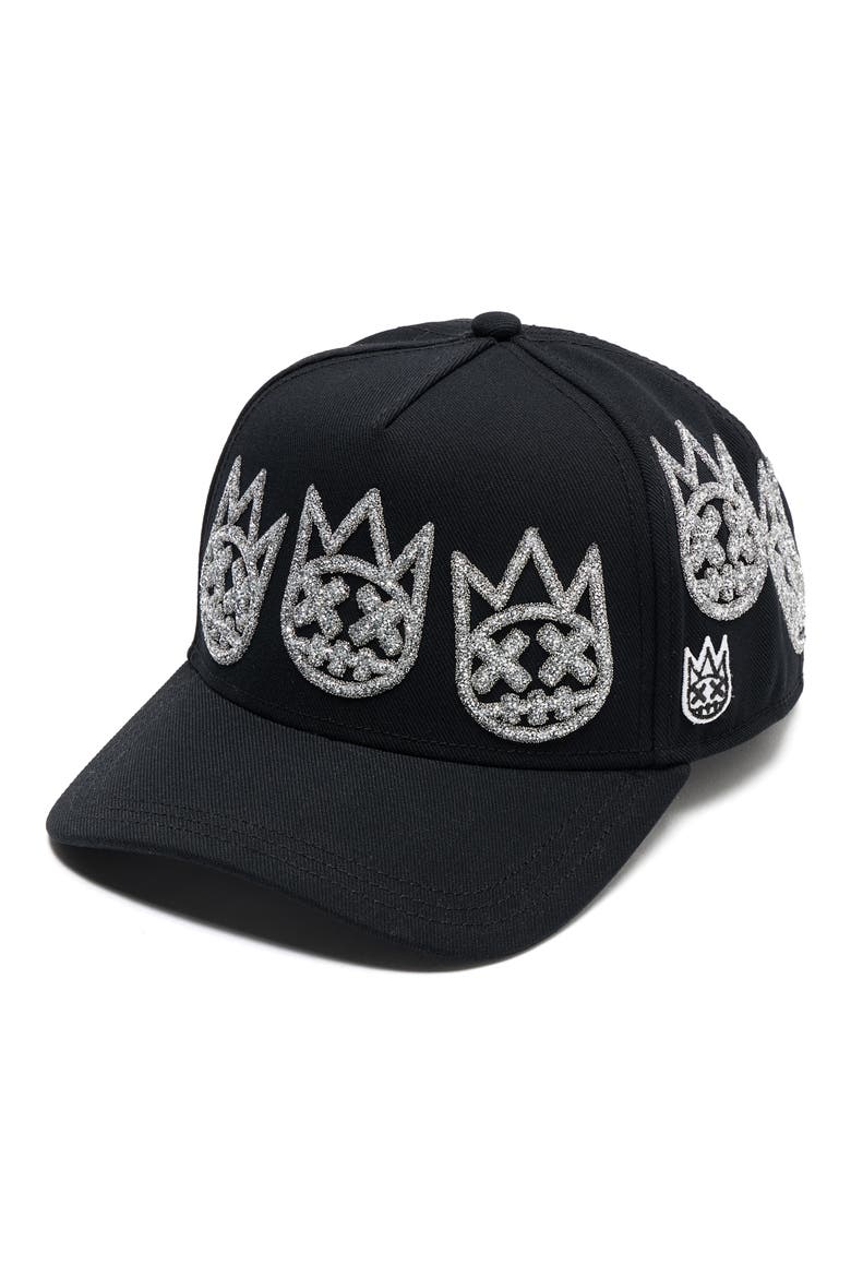 Graphic Crystal A-Frame Baseball Cap, Alternate, color, BLACK