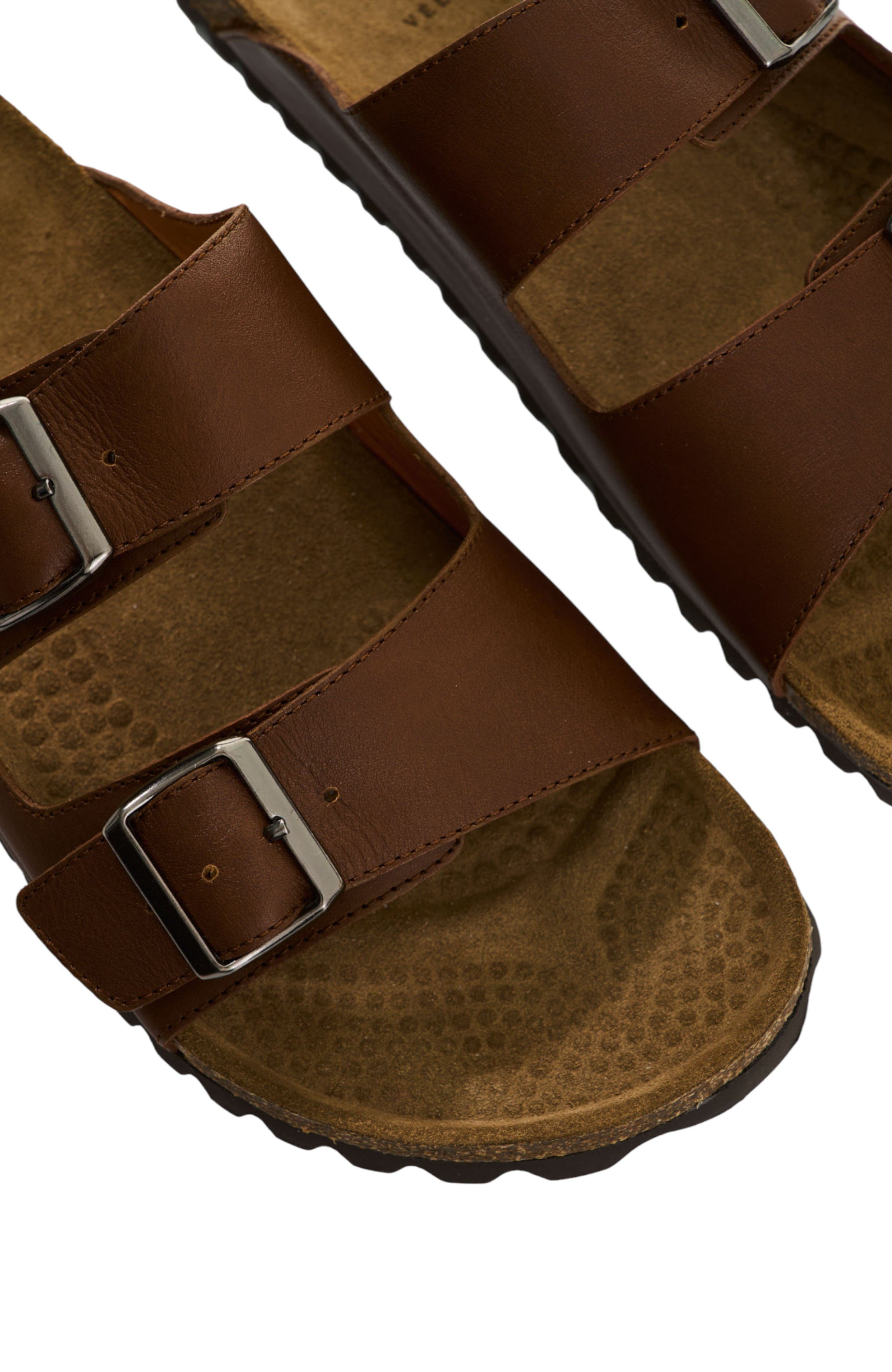 Velez Genuine Leather Sandals with Double Buckle, Alternate, color, Honey