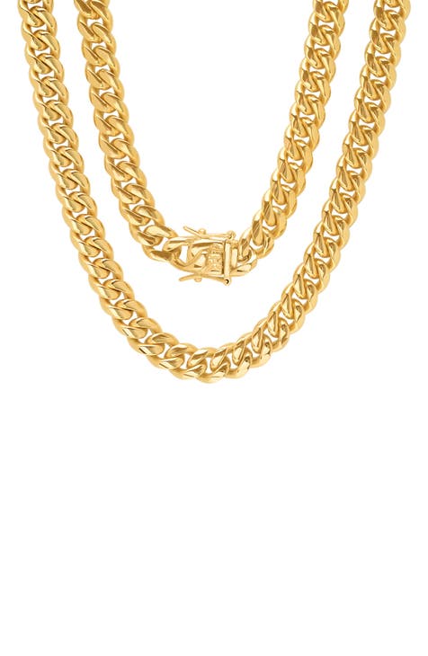 Men's 18K Gold Plated Stainless Steel 24" Curb Chain Necklace