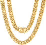 HMY JEWELRY Men's 18K Gold Plated Stainless Steel 24" Curb Chain Necklace