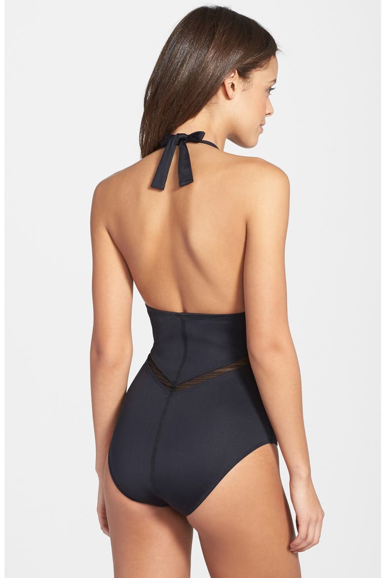 'Scuba' Halter One-Piece Swimsuit, Alternate, color, BLACK