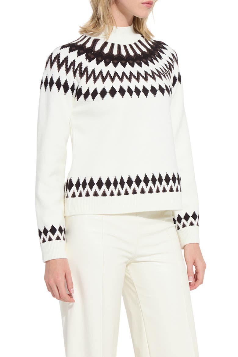 Solstice Fair Isle Funnel Neck Sweater, Alternate, color, WINTER FAIR ISLE JACQUARD