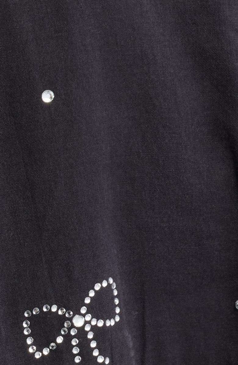 LoveShackFancy Solbina Crystal Bow Detail Minidress, Alternate, color, Black