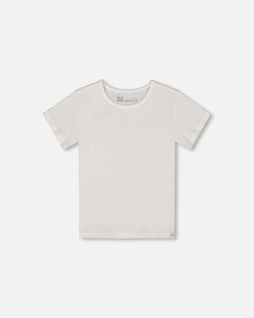 Deux Par Deux Baby Girl's Crinkle Short Sleeve Top White In White