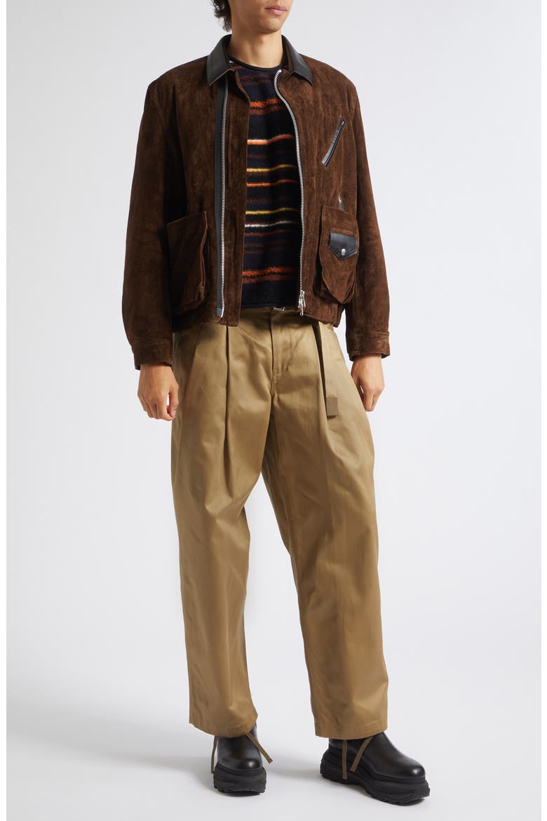 Suede Bomber Jacket, Alternate, color, BROWN