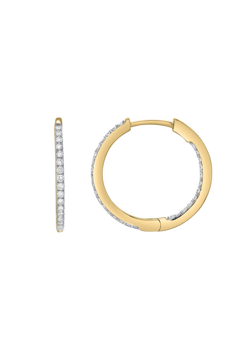Everbloom Sleek Inside Out Diamond Set Hoop Earrings in 14K Gold, Alternate, color, 14K Yellow Gold