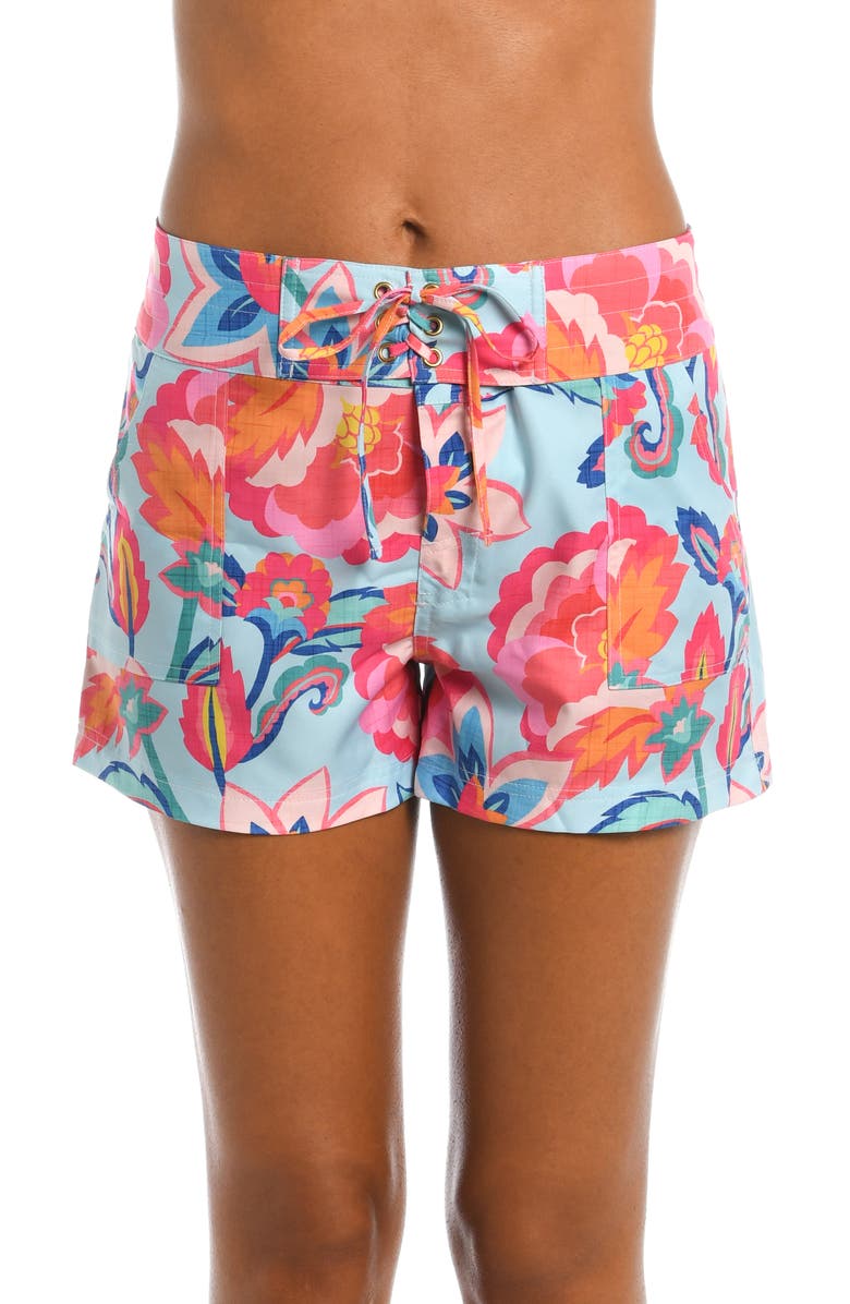 La Blanca Breezy Beauty Floral Cover-Up Shorts, Main, color, 