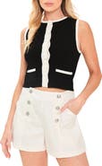 FLYING TOMATO Colorblock Sleeveless Crop Cardigan