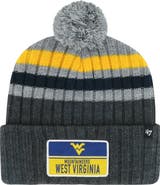 '47 Men's '47 Charcoal West Virginia Mountaineers Stack Striped Cuffed Knit Hat with Pom