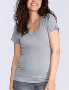 MOTHERHOOD MATERNITY V-Neck Side-Ruched Maternity Short Sleeve Tee