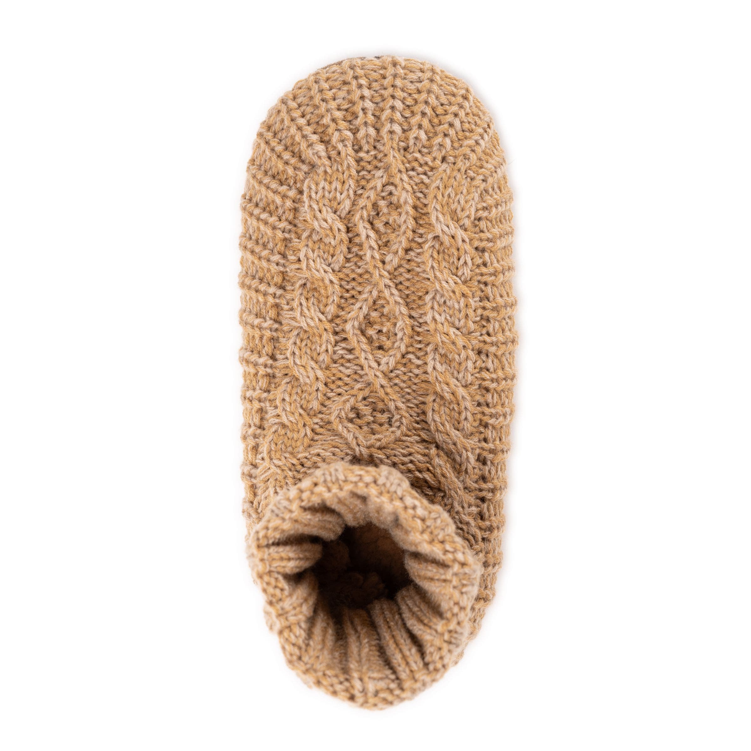 MUK LUKS Acrylic Cabled Bootie Slippers, Alternate, color, Tan