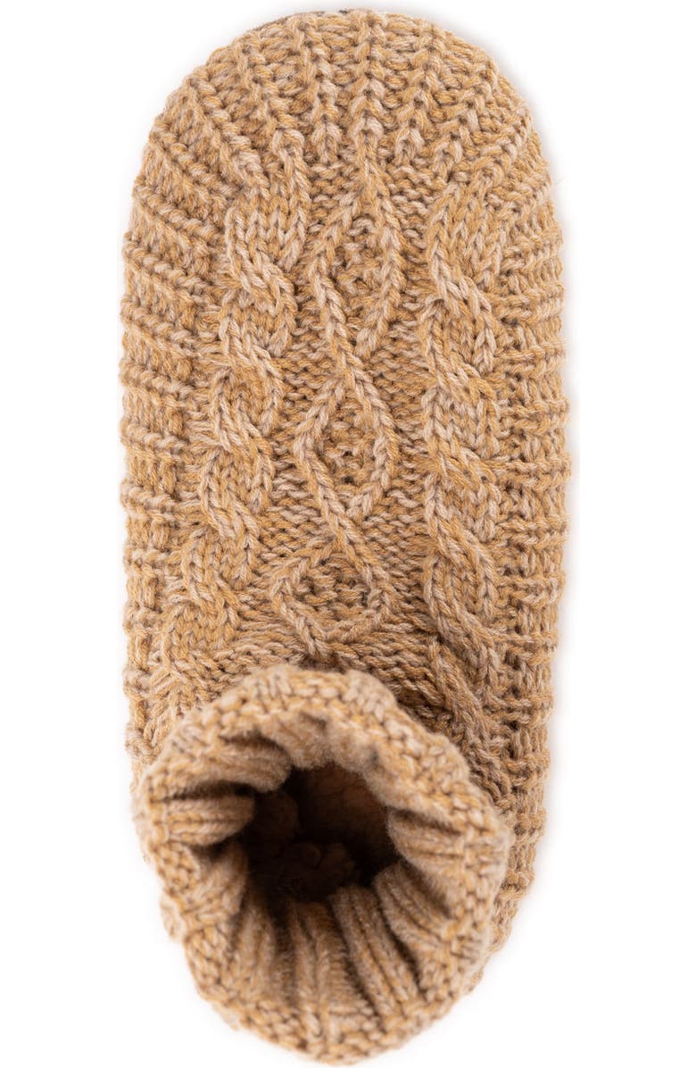 MUK LUKS Acrylic Cabled Bootie Slippers, Alternate, color, Tan