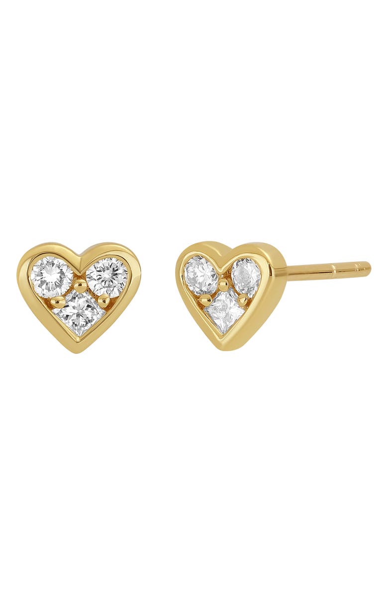 Bony Levy Simple Obsession Diamond Heart Earrings, Main, color, 18K Yellow Gold