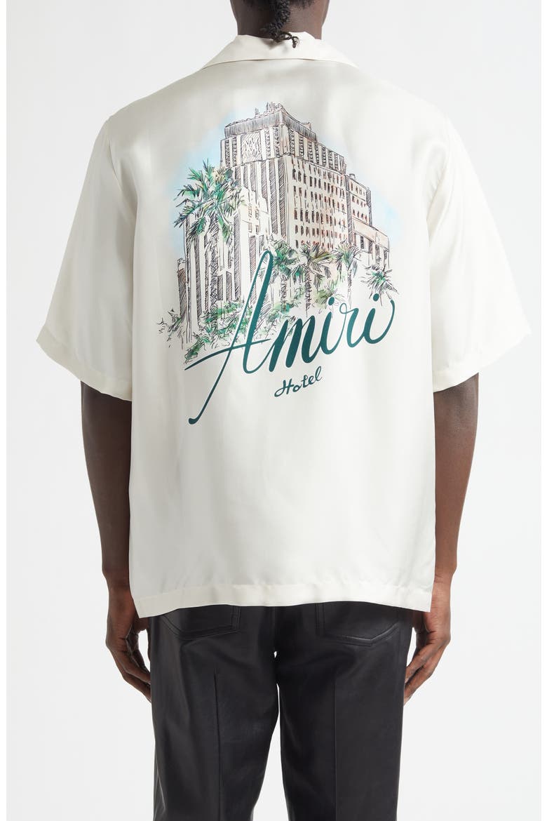 Hotel Silk Bowling Shirt, Alternate, color, ALABASTER