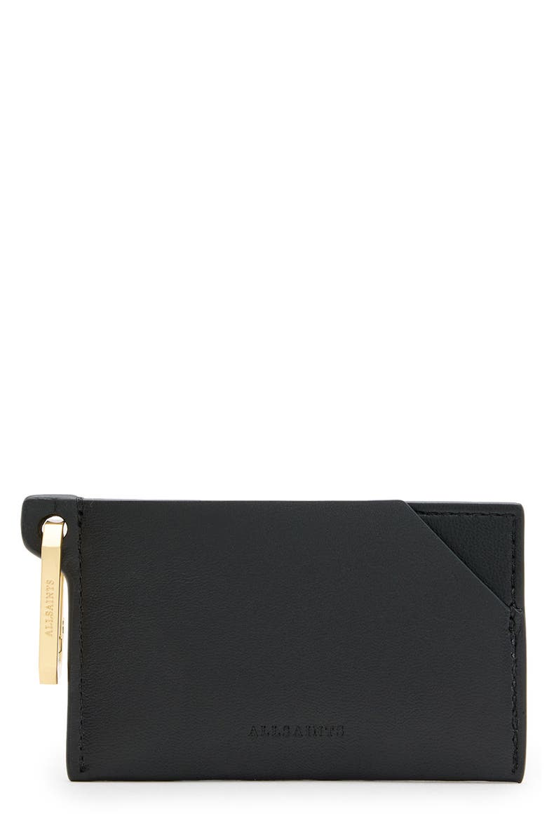Hex Leather Cardholder, Main, color, BLACK