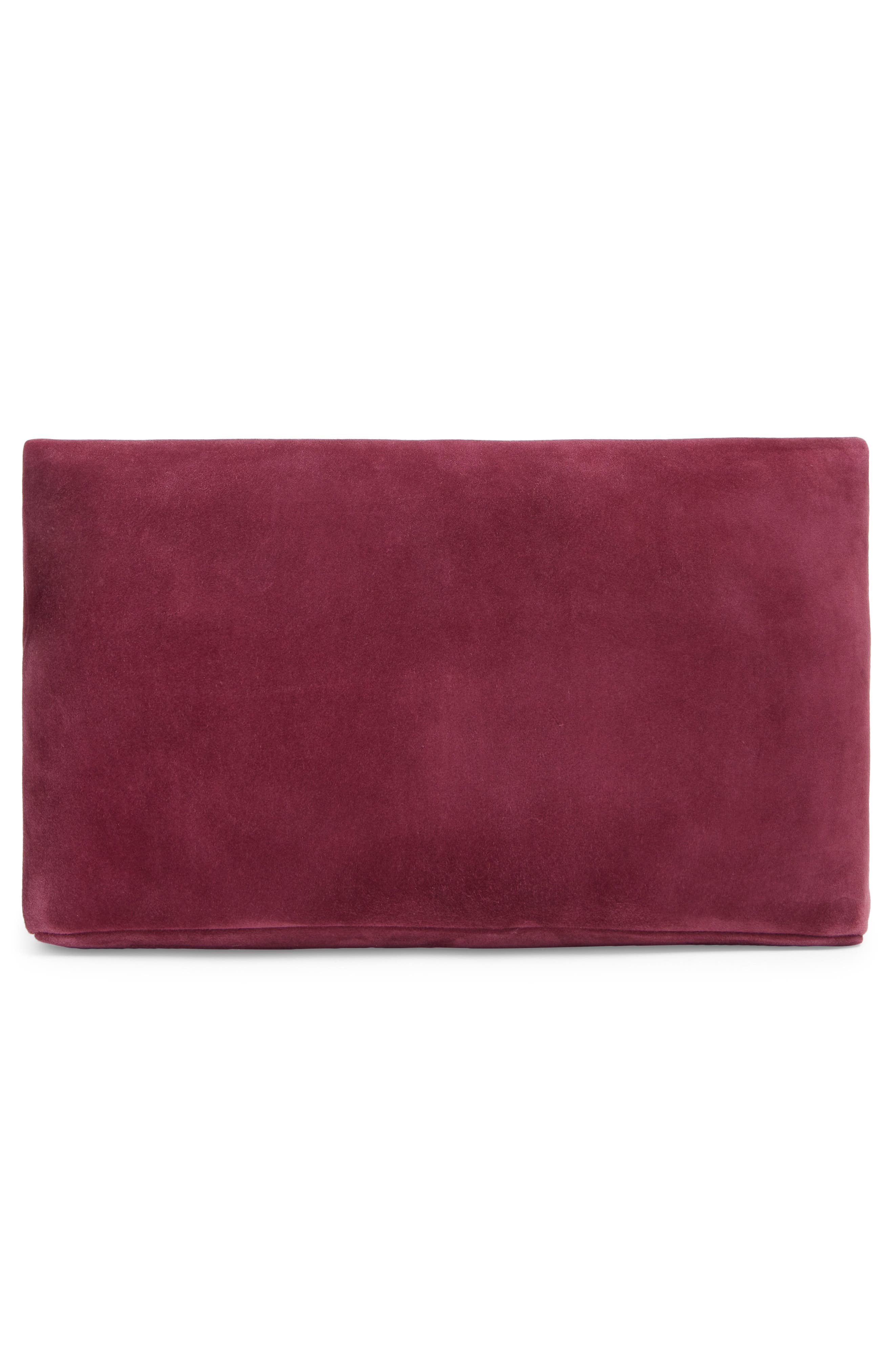 Saint Laurent XXL Cassandre Suede Envelope Clutch, Alternate, color, Deep Fuchsia