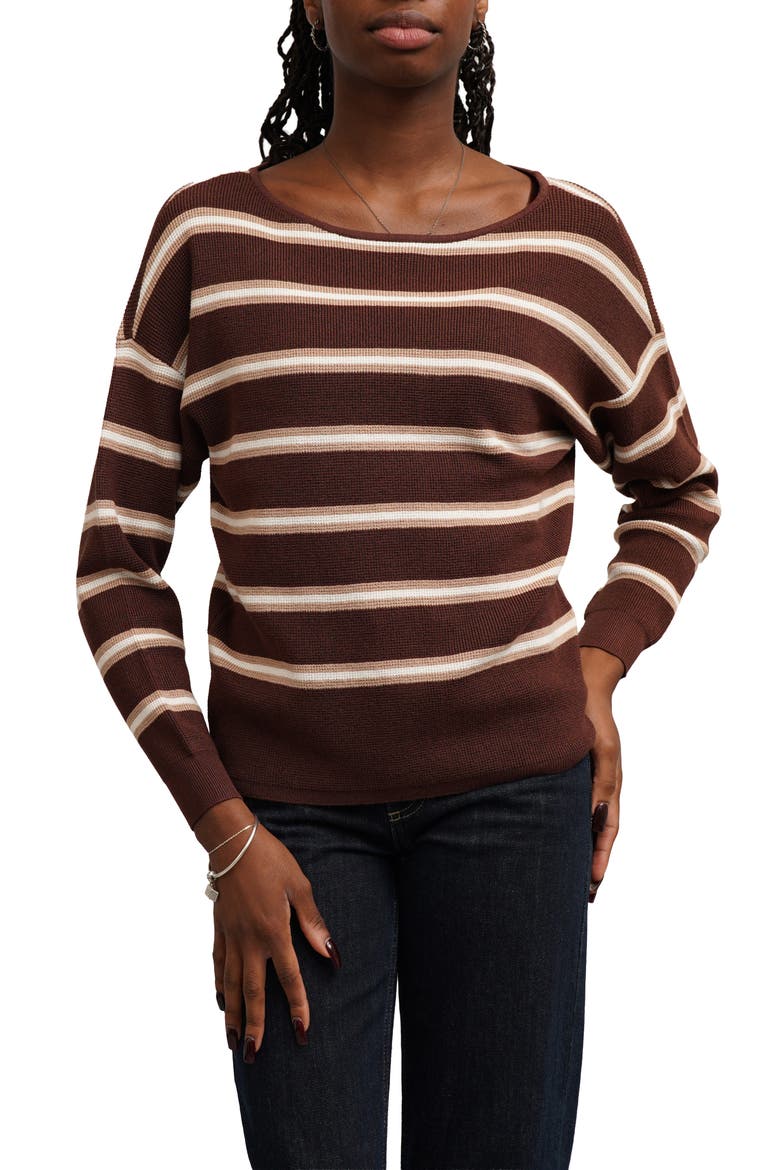 Striped Waffle Knit Sweater, Main, color, CAPPUCINO/ TOFFEE/ CREAM