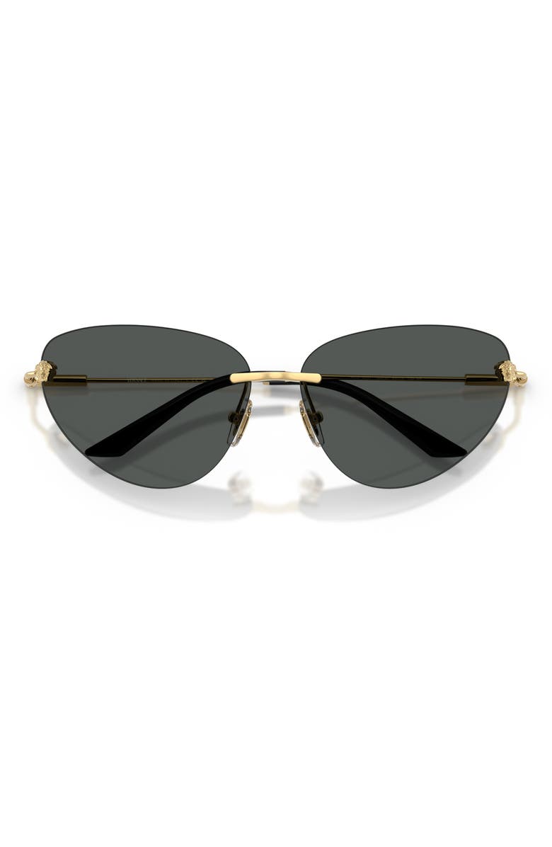 Versace 64mm Oversize Rimless Gradient Cat Eye Sunglasses, Alternate, color, Gold/ Dark Grey
