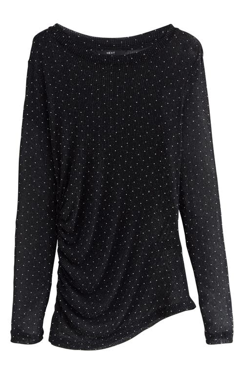Next Ruched Mesh Sparkle Top In Black