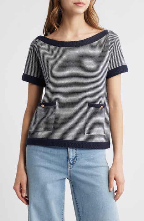 FRAME The Stripe Boat Neck Cashmere Sweater