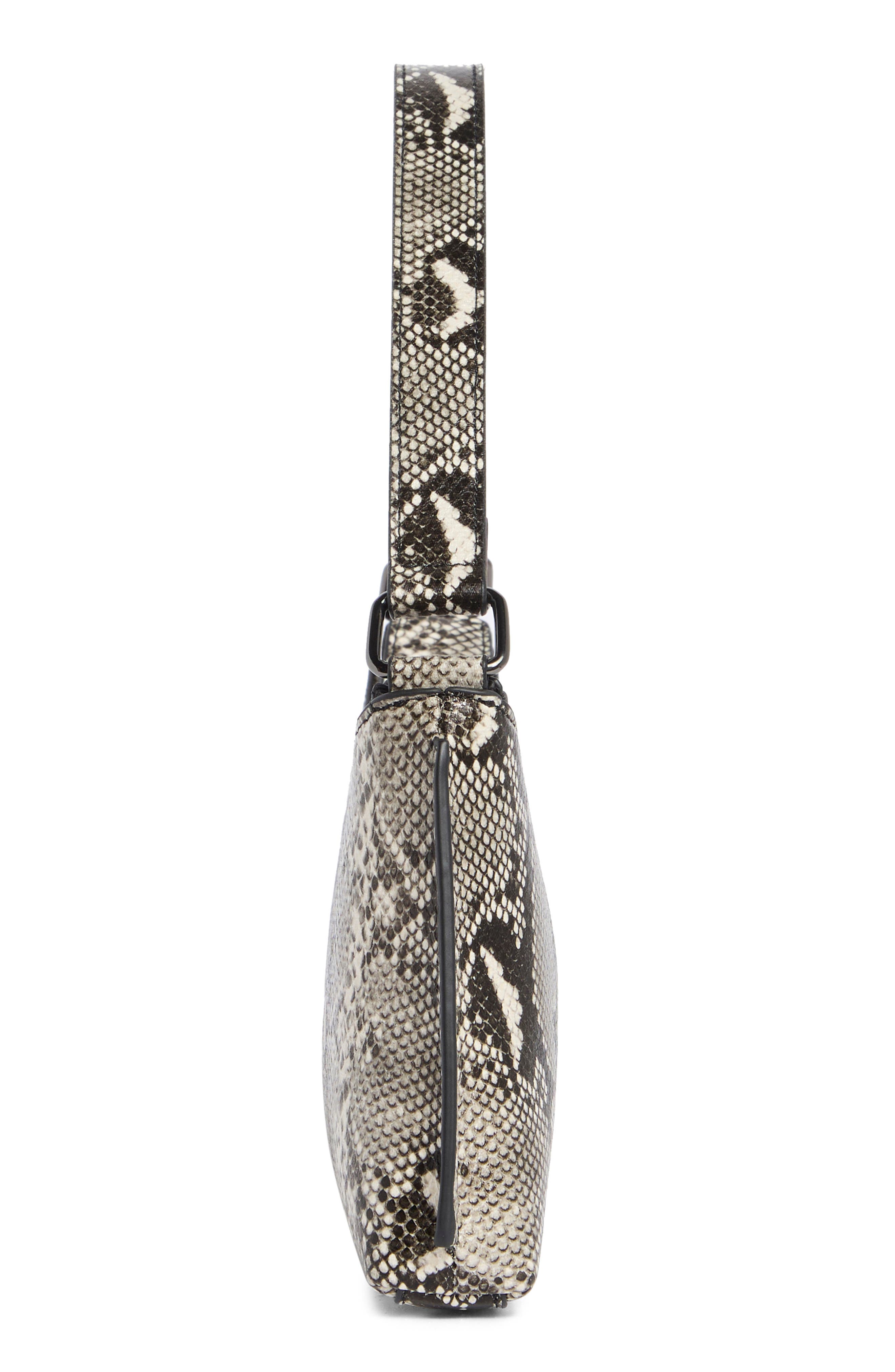 Snakeskin Embossed Faux Leather Shoulder Bag, Alternate, color, BLACK WHITE SNAKE