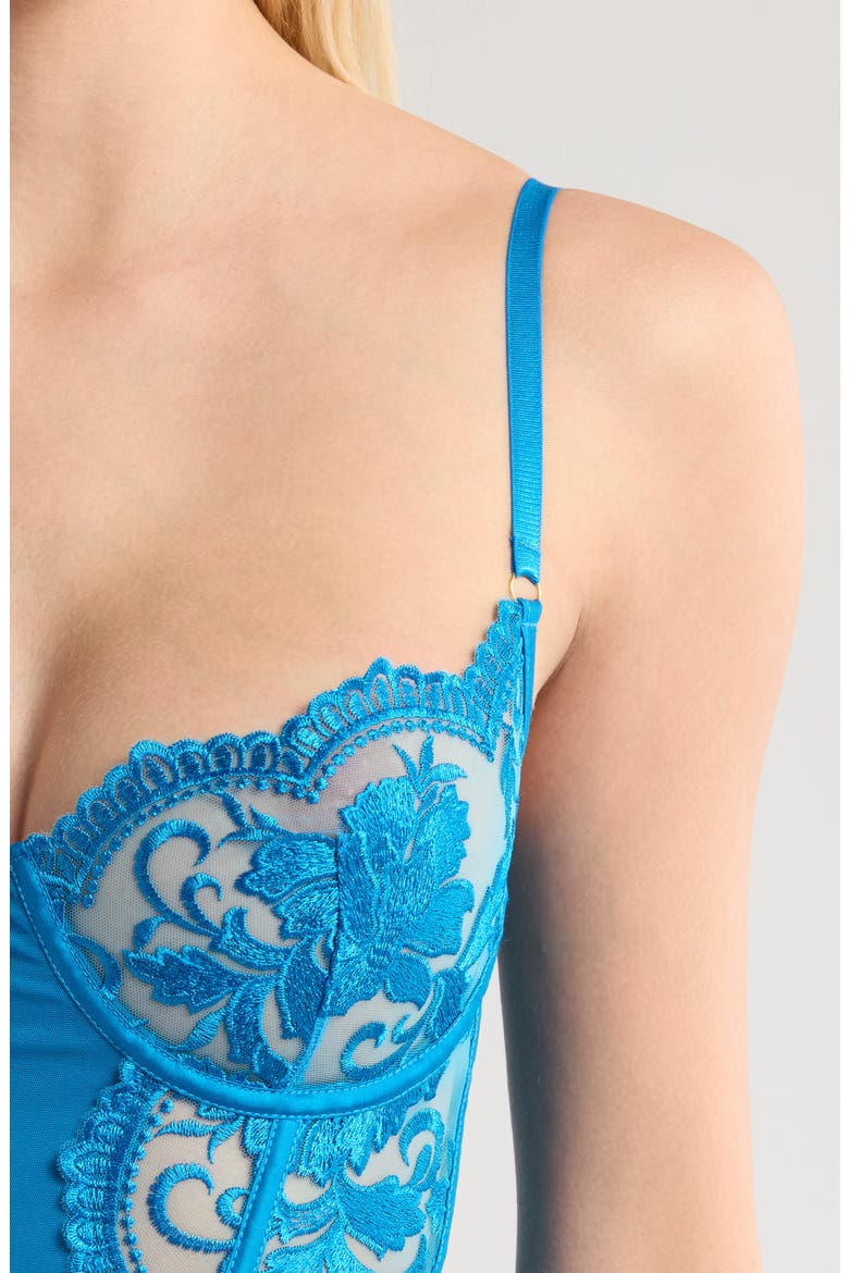 Embroidered Underwire Bodysuit, Alternate, color, BLUE