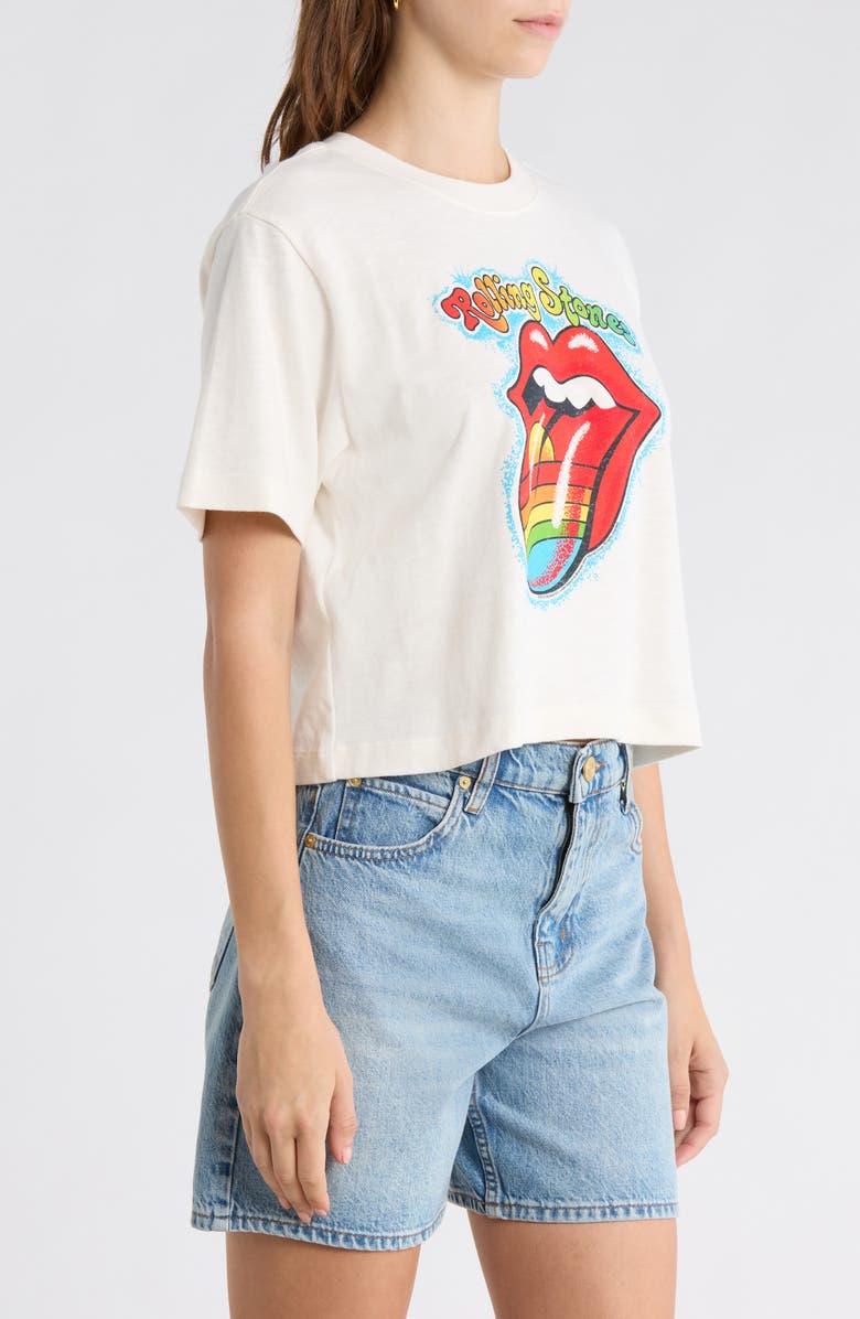 Junk Food Hot Lips Rainbow Crop Graphic T-Shirt, Alternate, color, White