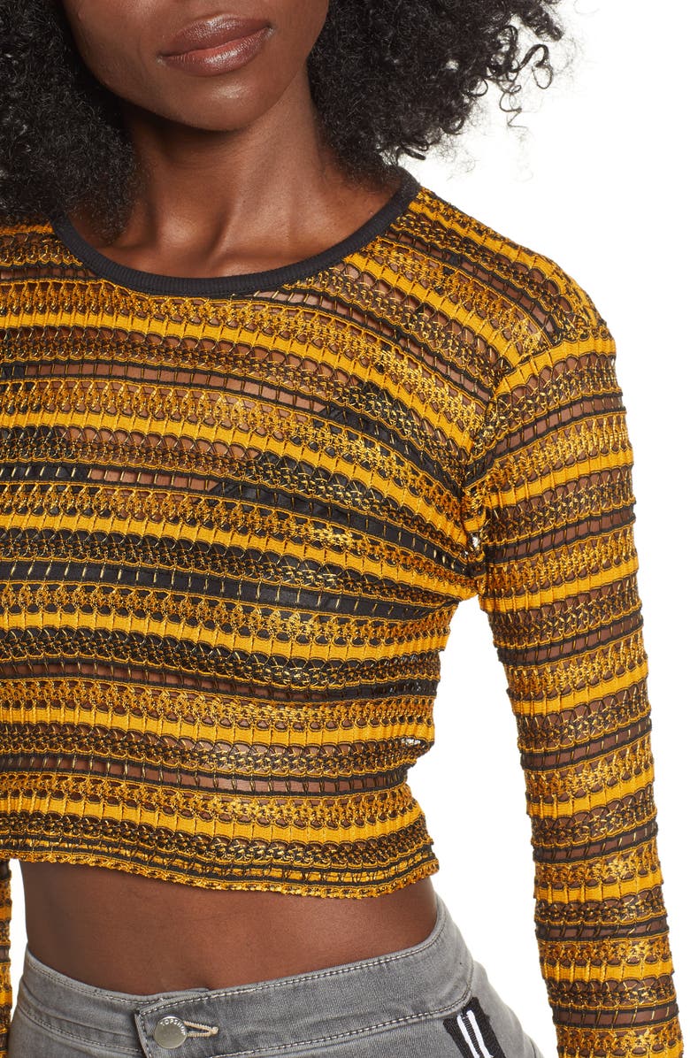 Topshop Stripe Lace Crop Top, Alternate, color,