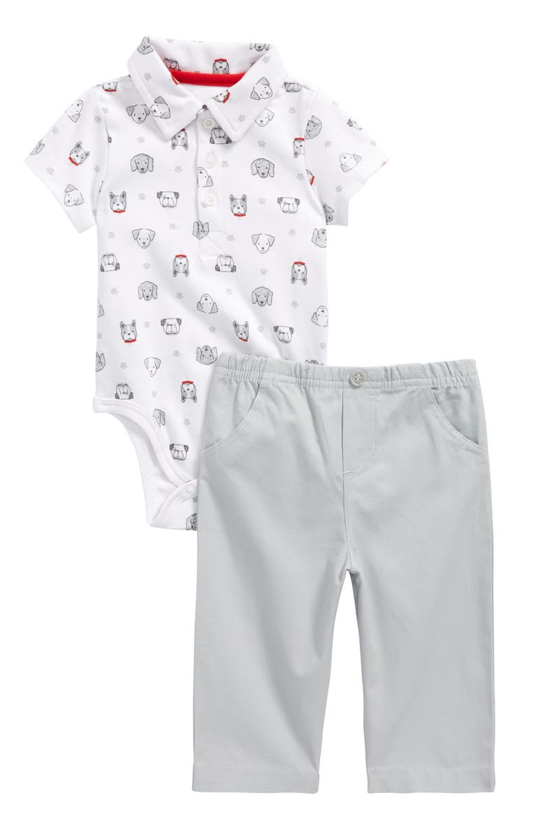 Little Me Puppy Bodysuit & Pants Set, Main, color, 