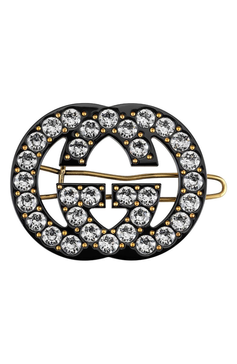 Gucci Crystal Embellished GG Hair Clip, Main, color,