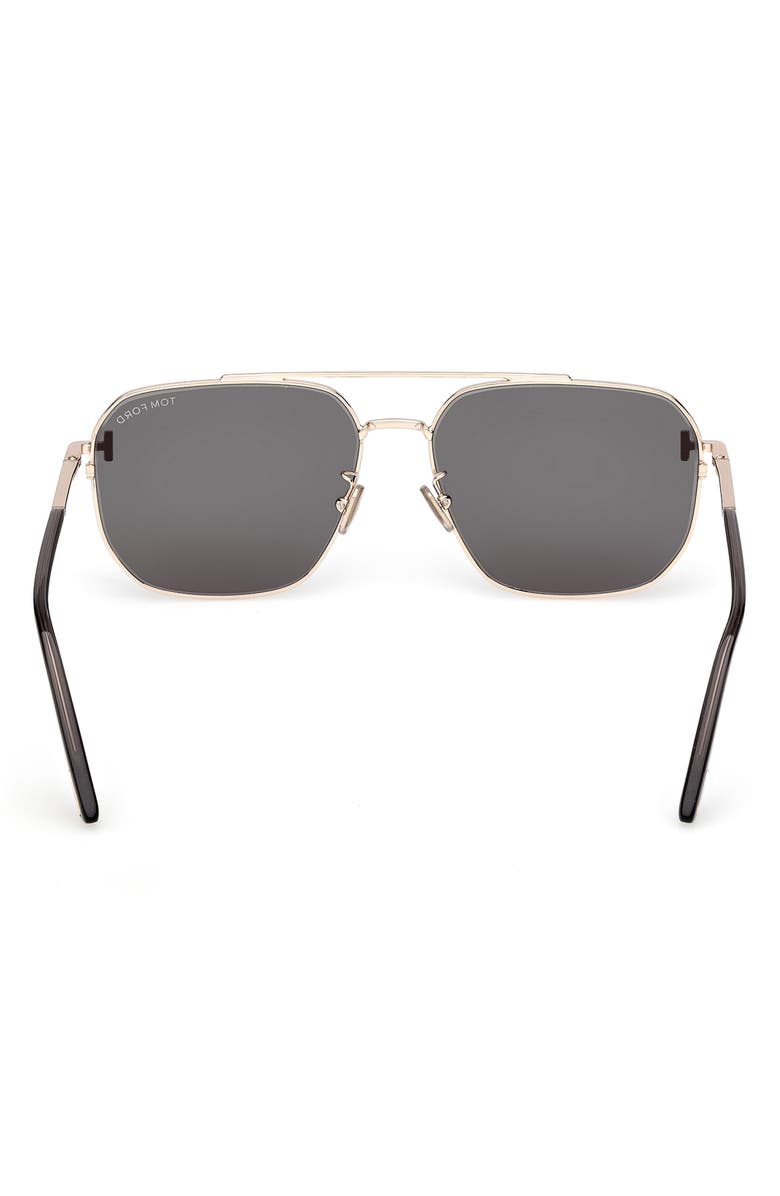TOM FORD 61mm Navigator Sunglasses, Alternate, color, Rose Gold Transp Grey / Green
