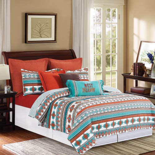 C & F Home C&f Home Aqua Valley Cotton Quilt Set In Orange