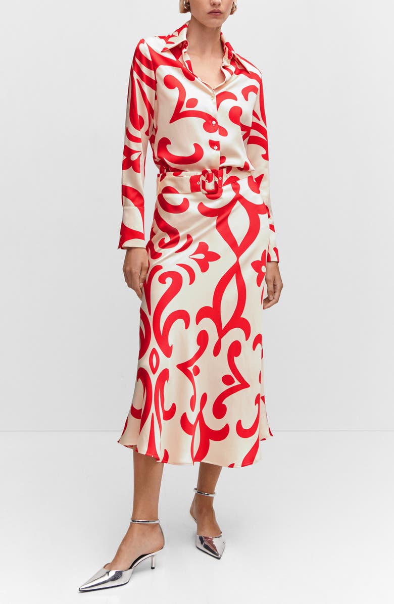 MANGO Satin Button-Up Shirt, Alternate, color, 