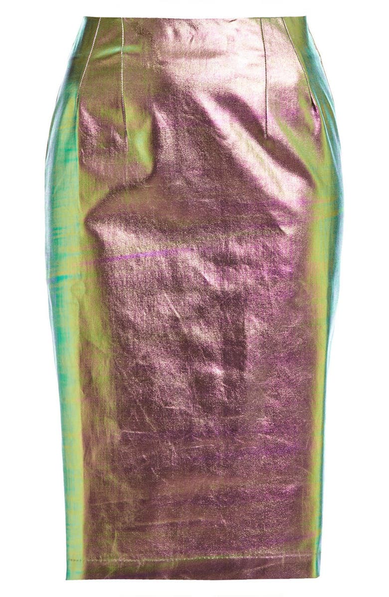 Topshop Iridescent Mermaid Pencil Skirt, Alternate, color, 