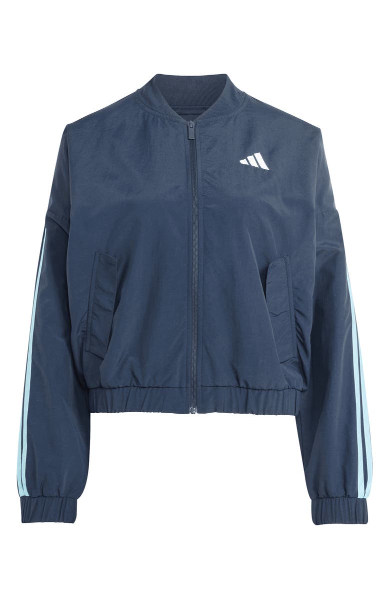 adidas 3-Stripes Windbreaker Bomber Jacket, Alternate, color, Night Navy/ Icey Blue
