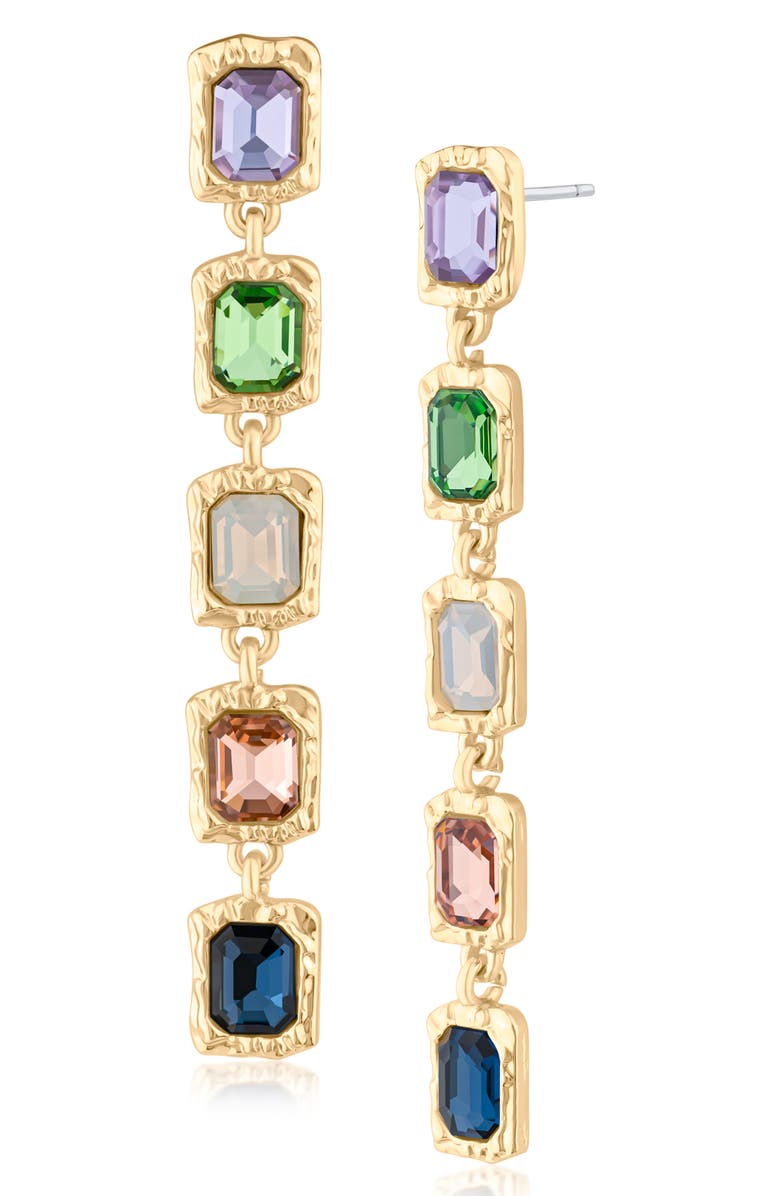 JARDIN Multicolor Crystal Linear Drop Earrings, Main, color, Multi/ Gold