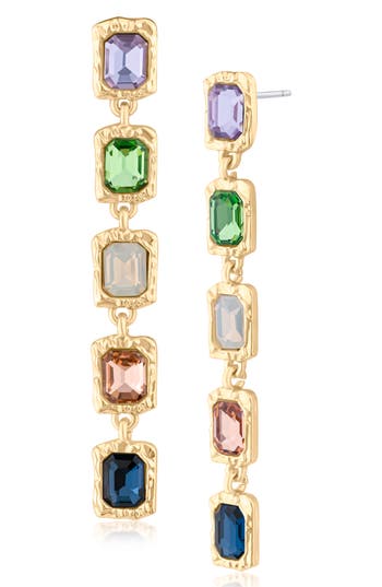 Jardin Multicolor Crystal Linear Drop Earrings In Multi