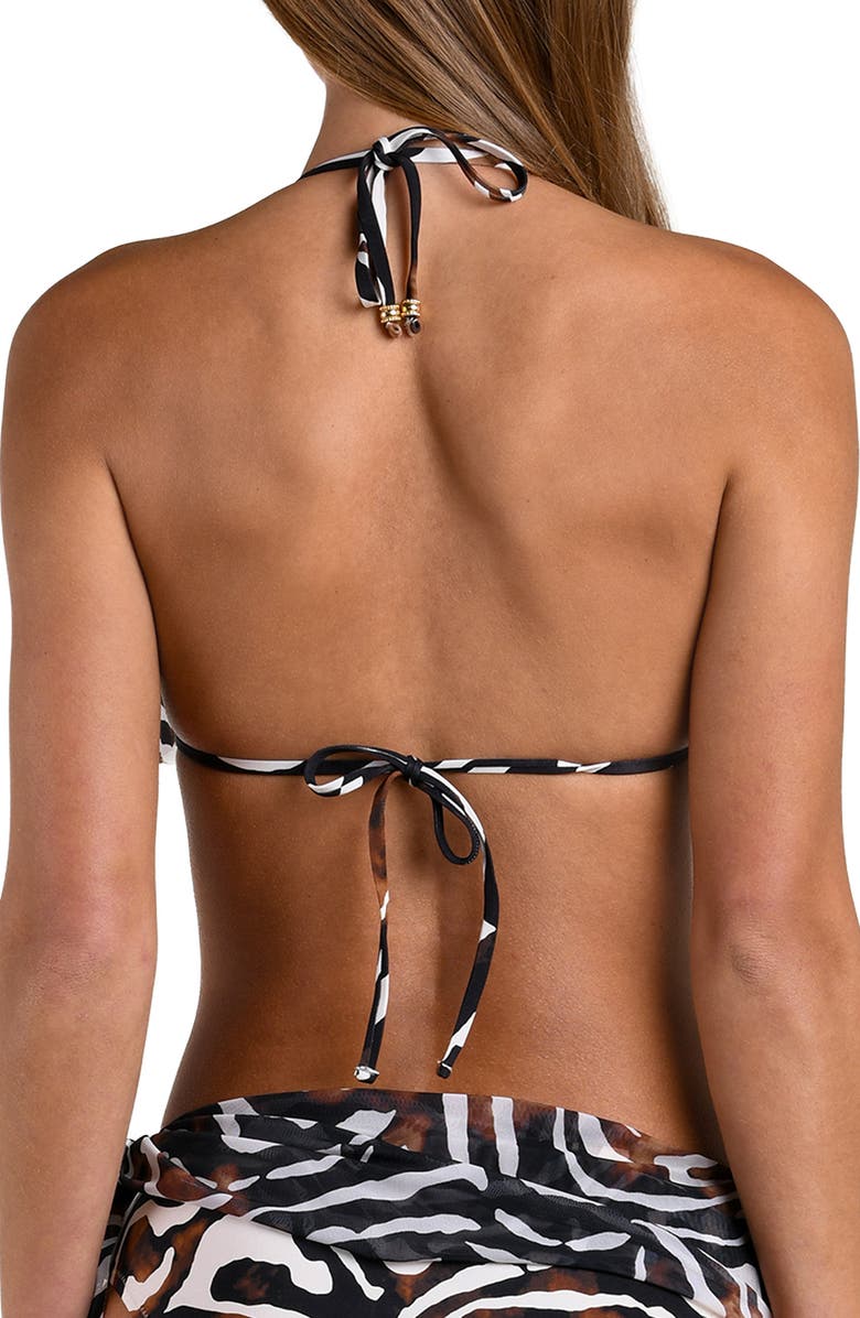 Sunshine 79 Nightlife Ruffle Triangle Bikini Top, Alternate, color, Brown Multi