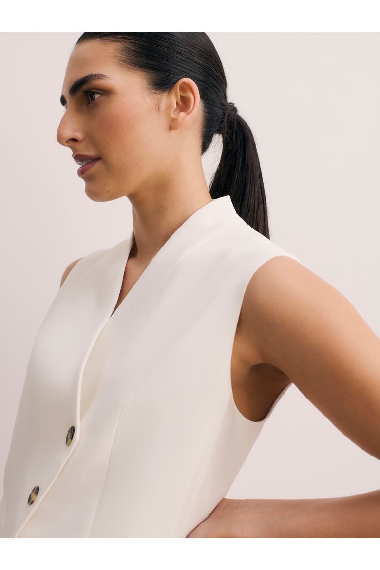 Draped V-Neck Tailored Waistcoat, Alternate, color, Ivory