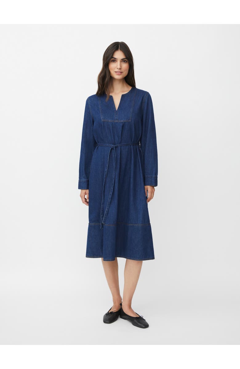 Masai Copenhagen Long Sleeve V-Neck Denim Midi Dress, Main, color, Dark Denim