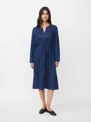 Masai Copenhagen Long Sleeve V-Neck Denim Midi Dress